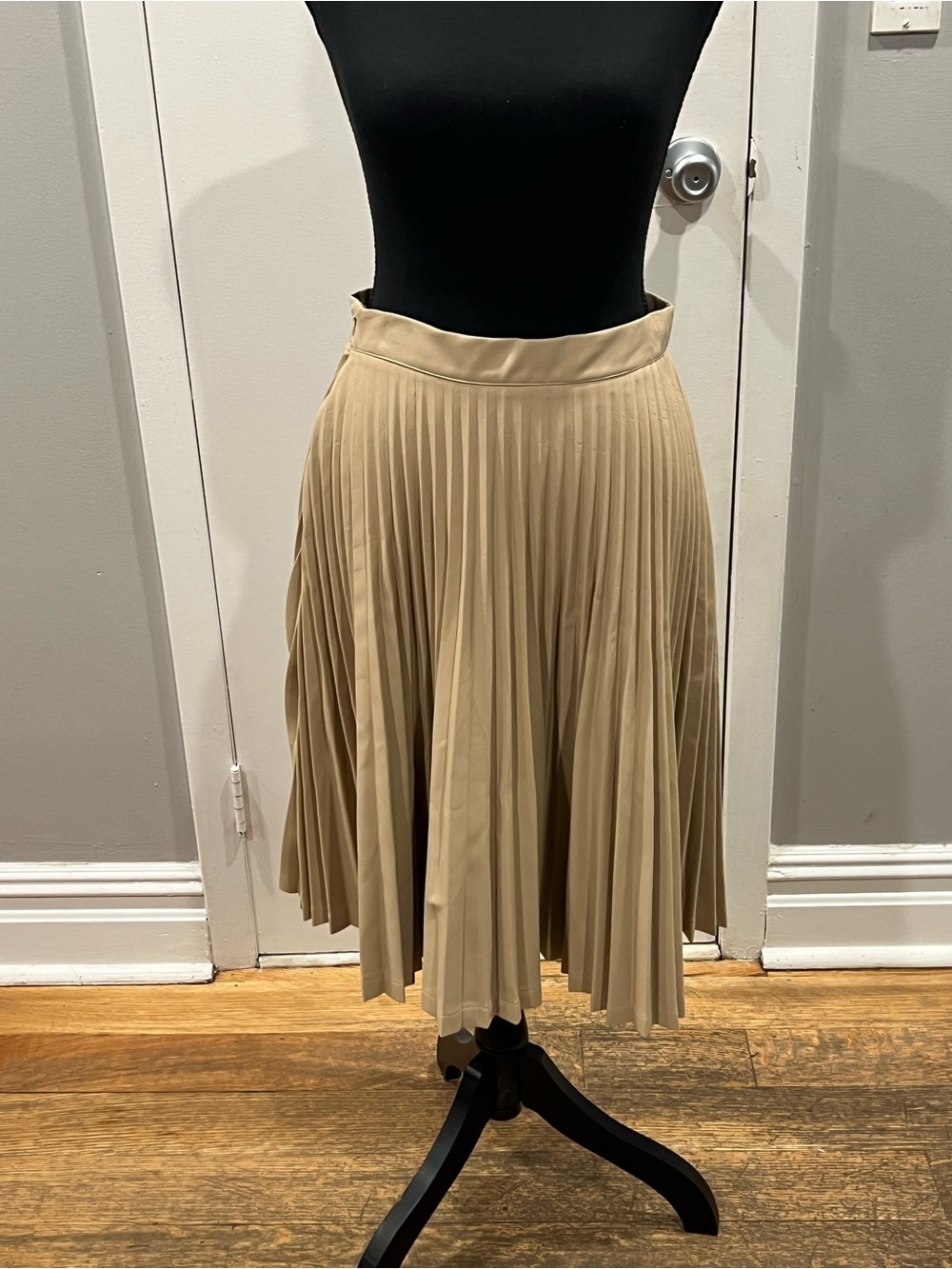 Kids Beige Pleated Midi Skirt